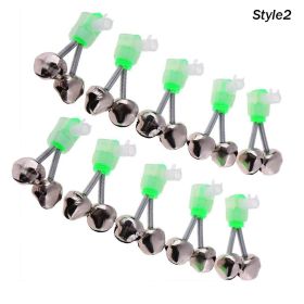 10pcs Fishing Bite Alarms Fishing Rod Bell Rod Clamp Tip Clip Bells Ring; Green ABS Fishing Accessory (style: Style2)