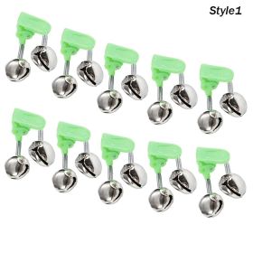 10pcs Fishing Bite Alarms Fishing Rod Bell Rod Clamp Tip Clip Bells Ring; Green ABS Fishing Accessory (style: Style1)